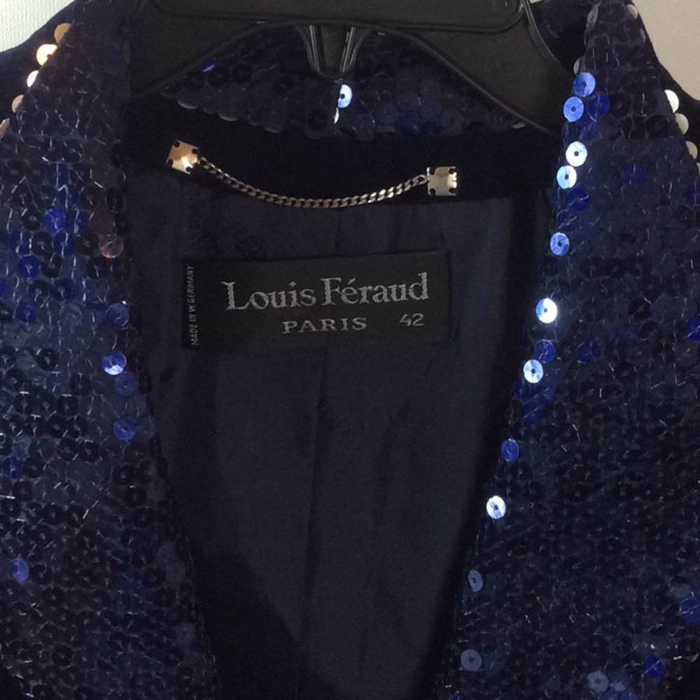 Louis Feraud velvet navy blue jacket with sequence - Picture 4 of 6